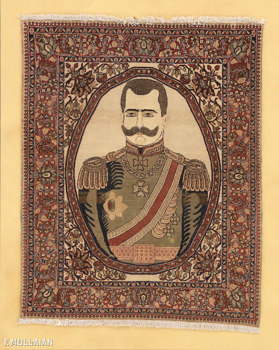 Antique Persian Pictorial Kashan Mohtasham Rug n°:41684265